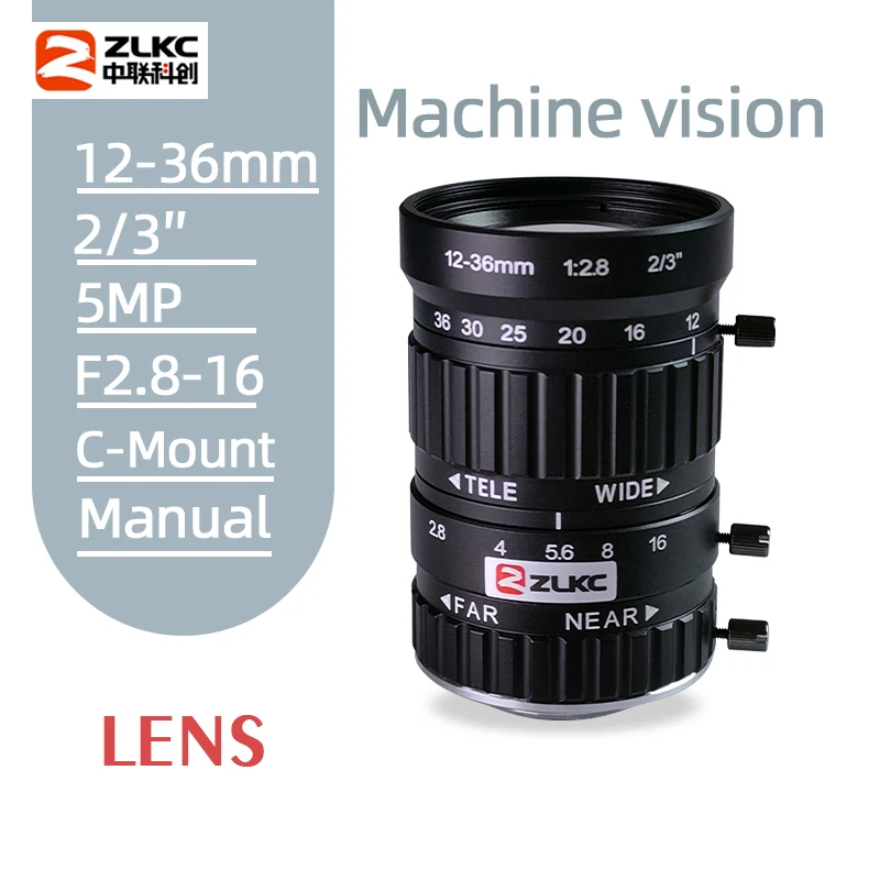 zoom CCTV/FA Lens12-36mm 5Megapixel HD, Lentile F2.8 2/3
