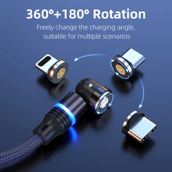 540 de Grade Roating Magnetic USB Cablu de Încărcare Rapidă USB de Tip C, Telefon, televiziune prin Cablu Magnet Încărcător Taxă de Date Micro USB 11 Pentru Xiaomi F 1