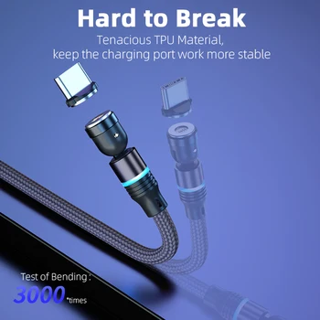 540 de Grade Roating Magnetic USB Cablu de Încărcare Rapidă USB de Tip C, Telefon, televiziune prin Cablu Magnet Încărcător Taxă de Date Micro USB 11 Pentru Xiaomi F 5