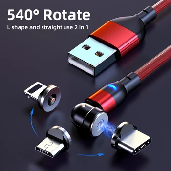 540 Roti Magnetic Cablu de Încărcare Rapidă Telefon Mobil Sârmă Magnet Încărcător Micro USB de Tip C Cablu Pentru iPhone Huawei Poco f3 f4