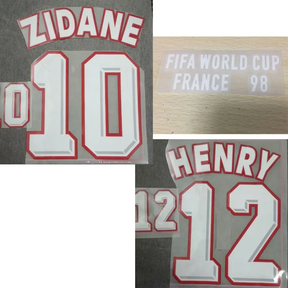 1998 Zidane Nameset Henry Numele Numărul De Catifea Simțit Lextra Zidace De Imprimare Și 1998 Final De Meci Detalii Despre Patch
