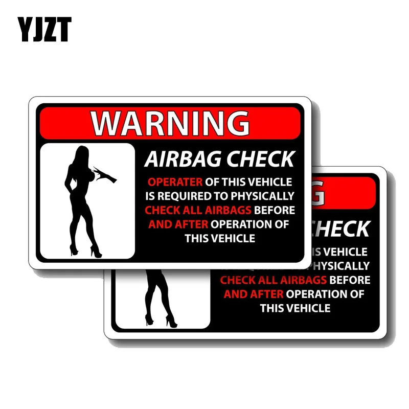 YJZT 2X 13CM*7.6 CM Avertisment Verificați Toate Airbag, Înainte Și După Mașină Autocolant PVC Decal 12-0384
