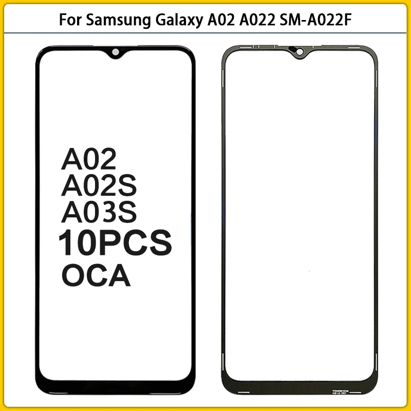 10BUC Pentru Samsung Galaxy A02 A02S A03S A022 A025 Ecran Tactil LCD Frontal Exterior Panou de Sticlă Lentile Touchscreen, Capac de Sticla Cu OCA