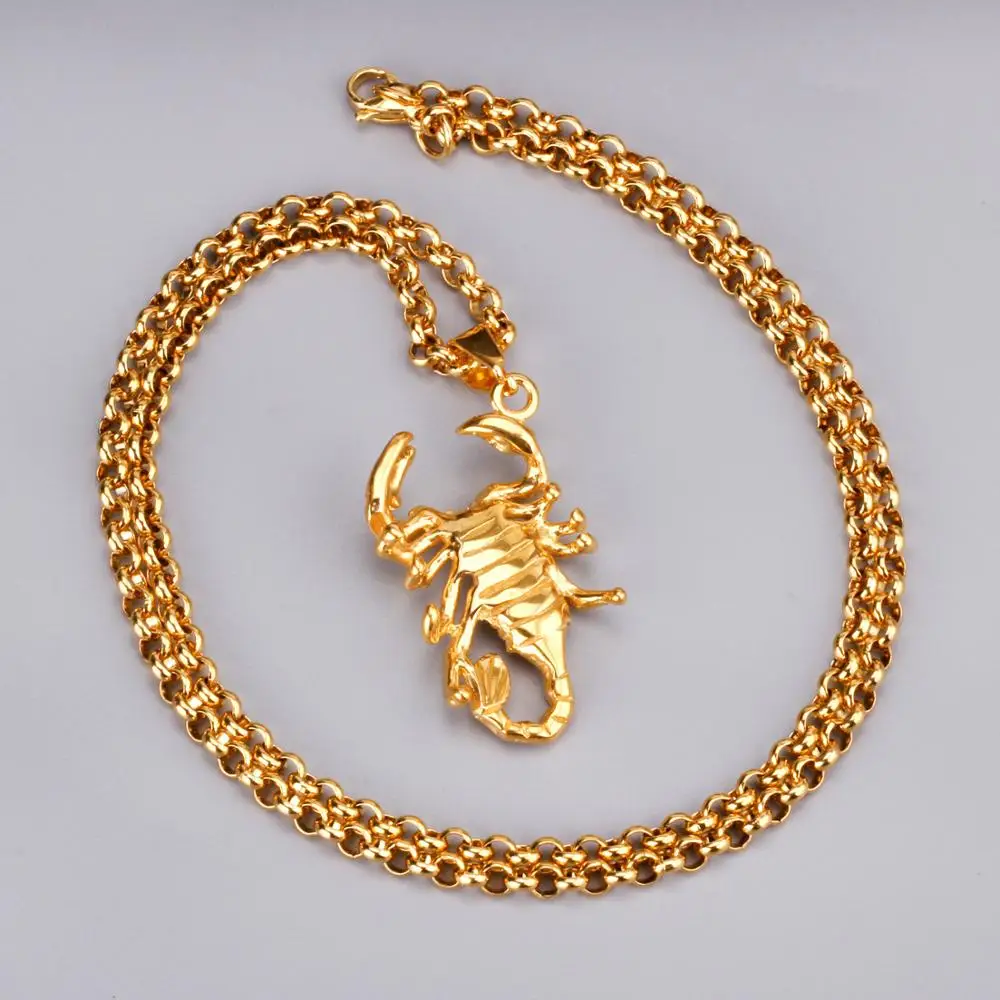 LUXUSTEEL Moda Hiphop Aur Scorpion Pandantiv din Otel Inoxidabil cu Aur de Culoare Lanț Lung Colier Statement Bărbați Bijuterii 4