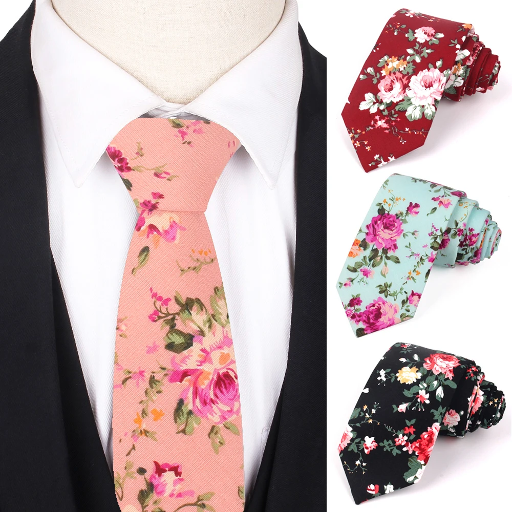 Noi Florale Cravată Pentru Bărbați Femei Skinny Din Bumbac Gât Cravată Pentru Nunta Casual Barbati Cravate Costume Clasice Slim Legături De Gât Cravată