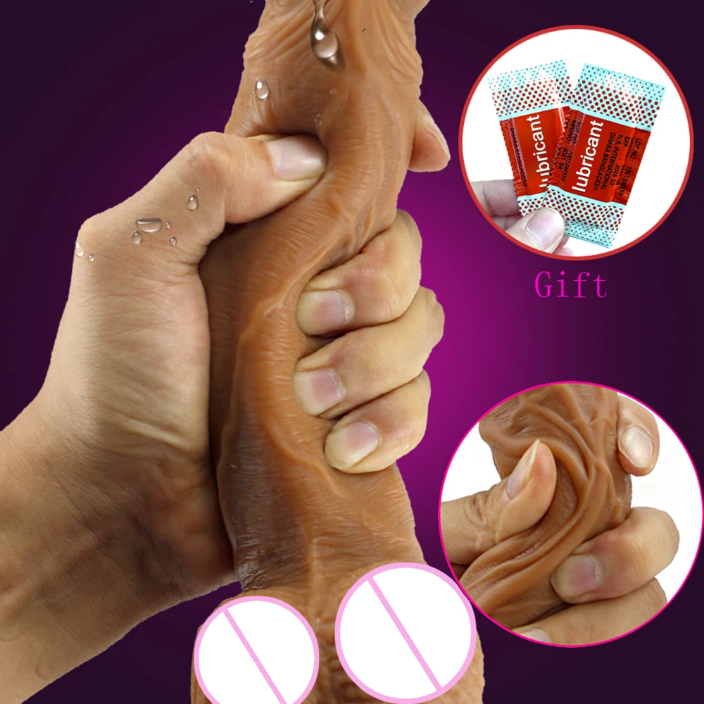 Pielea Realistic Dildo pentru Femei Moi Mare de Silicon pentru Penis cu ventuza de sex Feminin Masturbez Anal Sex Jucării pentru Adulți