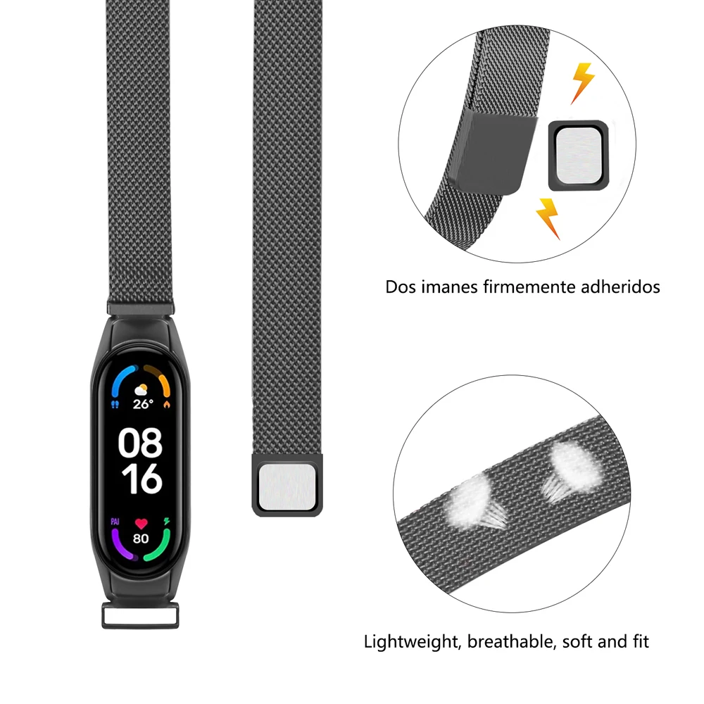 YAYUU Metal brățară Brățară Benzi Pentru Xiaomi Mi Band 6/6 NFC/5/5 NFC Plasă din Oțel Inoxidabil Buclă Magnetică de Închidere Curea de Ceas 2