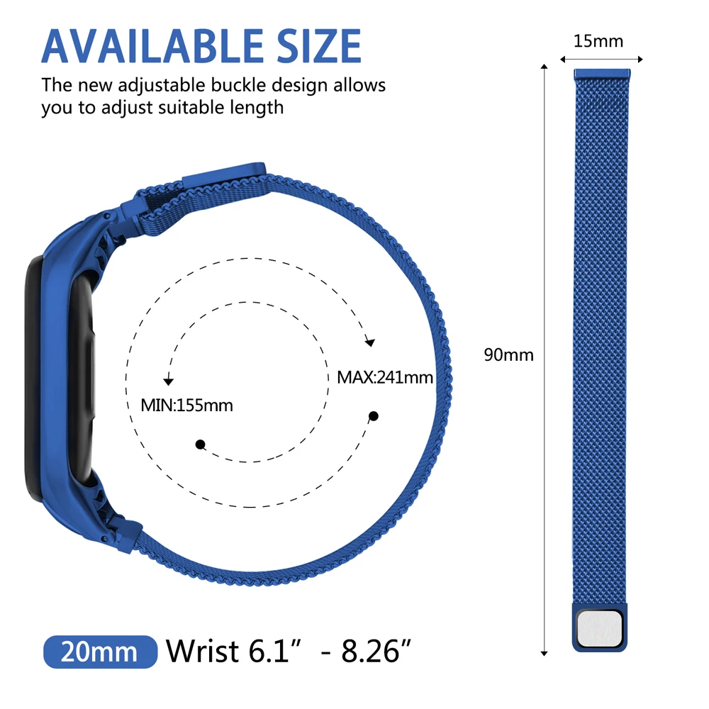 YAYUU Metal brățară Brățară Benzi Pentru Xiaomi Mi Band 6/6 NFC/5/5 NFC Plasă din Oțel Inoxidabil Buclă Magnetică de Închidere Curea de Ceas 3