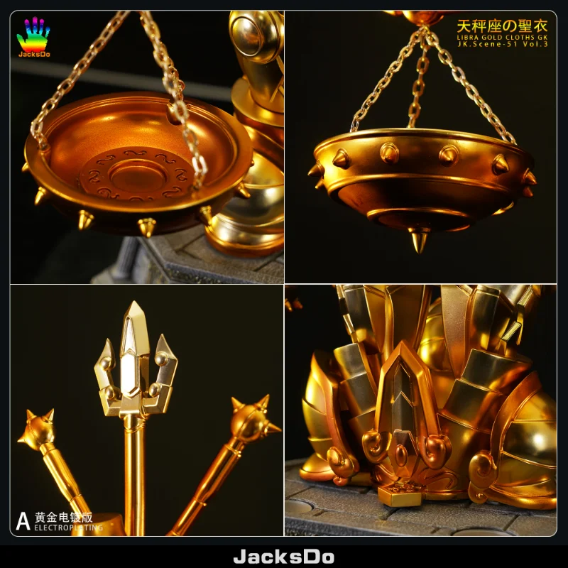 JacksDo Anime Saint Seiya Balanta GK Aur Pânză Statuie Cel de-al Treilea Glonț Galvanizare Versiune de Model Ornamente Peisaj de Colectare 4