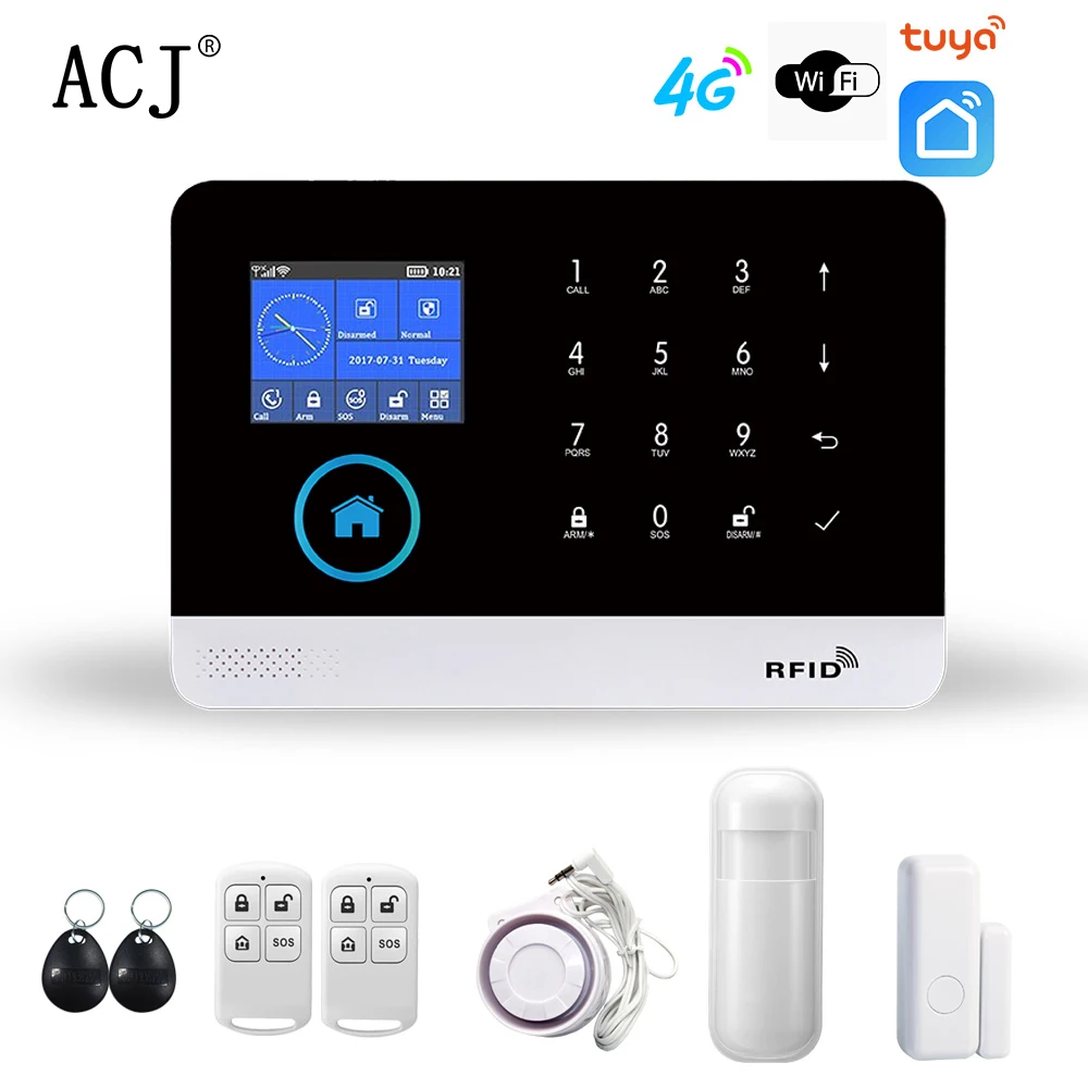ACJ Wifi 4G GSM Sistem de Alarmă Inteligent PG103 Tuya de Viață Inteligentă APP de Control Senzor PIR Wireless Smart Home Security Support Alexa