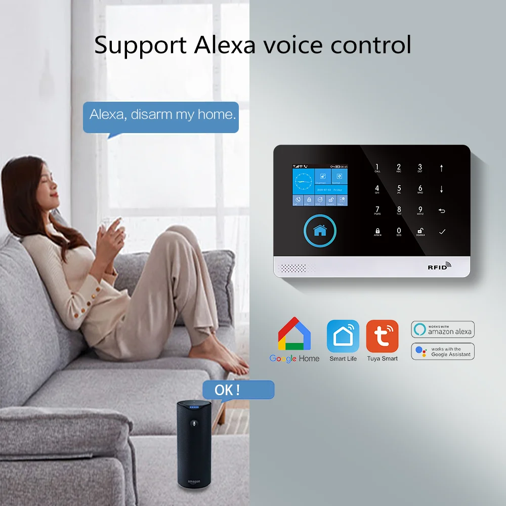 ACJ Wifi 4G GSM Sistem de Alarmă Inteligent PG103 Tuya de Viață Inteligentă APP de Control Senzor PIR Wireless Smart Home Security Support Alexa 1