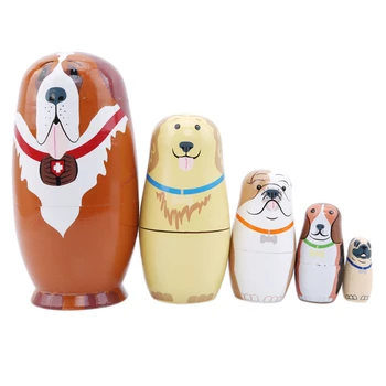 5PCS Câine rusă Păpuși Matrioșka Manual Bass Păpuși Cuiburi Set de Înaltă Calitate Păpuși Matrioșka Jucării Decor Acasă Jucării 2021
