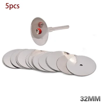 5Pcs/set 32mm din Oțel Inoxidabil Felie de Metal Disc de Tăiere cu 1 Mandrină pentru Instrumente Rotative Dremel