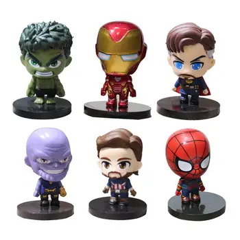 6 buc Super Eroi The Avengers Spider Man Iron Man, Hulk, Thor, Captain America Pvc Figura Jucarii Model Decorare Tort Papusa Cadou