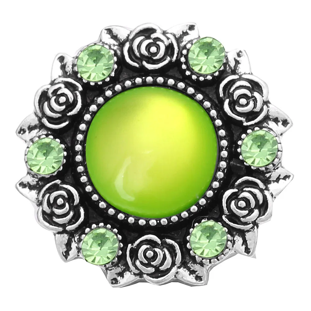 6pcs/lot 18mm Snap Bijuterii de Culoare Verde Buton Mulțime de Flori 18mm Metal Butoane de Ajustare Fit Button Snap Bratara 1