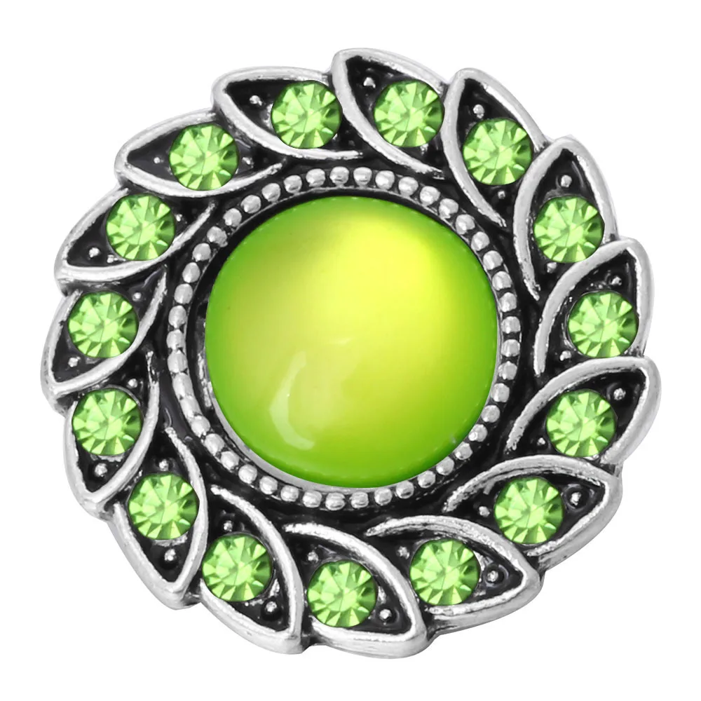 6pcs/lot 18mm Snap Bijuterii de Culoare Verde Buton Mulțime de Flori 18mm Metal Butoane de Ajustare Fit Button Snap Bratara 2