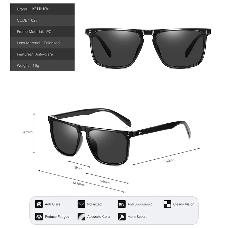 KEITHION Unisex Polarizate Retro Clasic Trendy ochelari de Soare Elegante pentru Barbati Femei Conducere ochelari de Soare：100% UV Blocarea 2