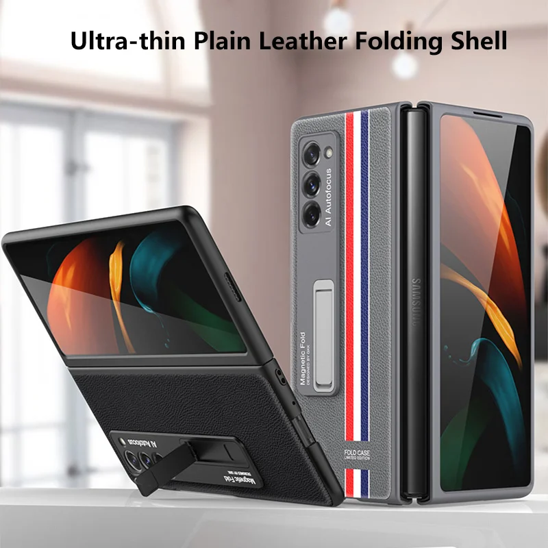 Piele neteda Ori Magnetice Suport stativ Caz Pentru Samsung Galaxy Z Fold 2 5G de Telefon pentru a Acoperi Noi Ultra-subțire, rezistent la Șocuri Montate Fundas 2