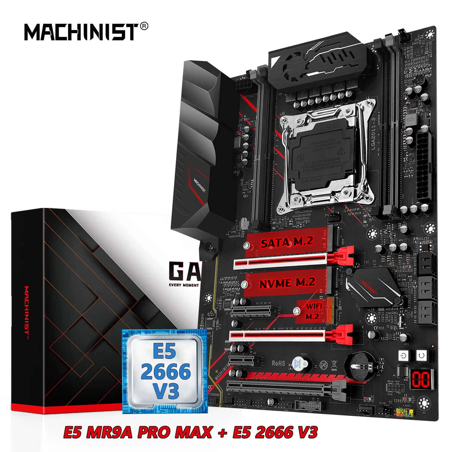 MAȘINIST Kit E5 MR9A PRO MAX Placa de baza combo Set Cu LGA 2011-3 Xeon E5 2666 V3 CPU Suport DDR4 Memorie RAM ATX 0