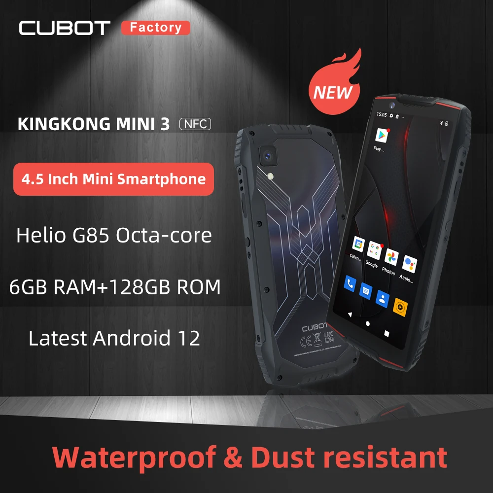 Cubot KingKong MINI 3, 4.5 inch Mini Smartphone, Helio G85 Octa-Core, 6GB+128GB, Dual SIM,NFC, rezistent la apă, Telefon