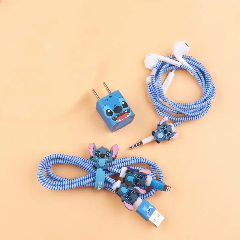 8Pcs Disney Stitch Captain America Cablu Bobinator Figura Set de Desene animate Incarcator Cablu Usb Autocolante Apple Iphone Cablu Proteja Cadouri