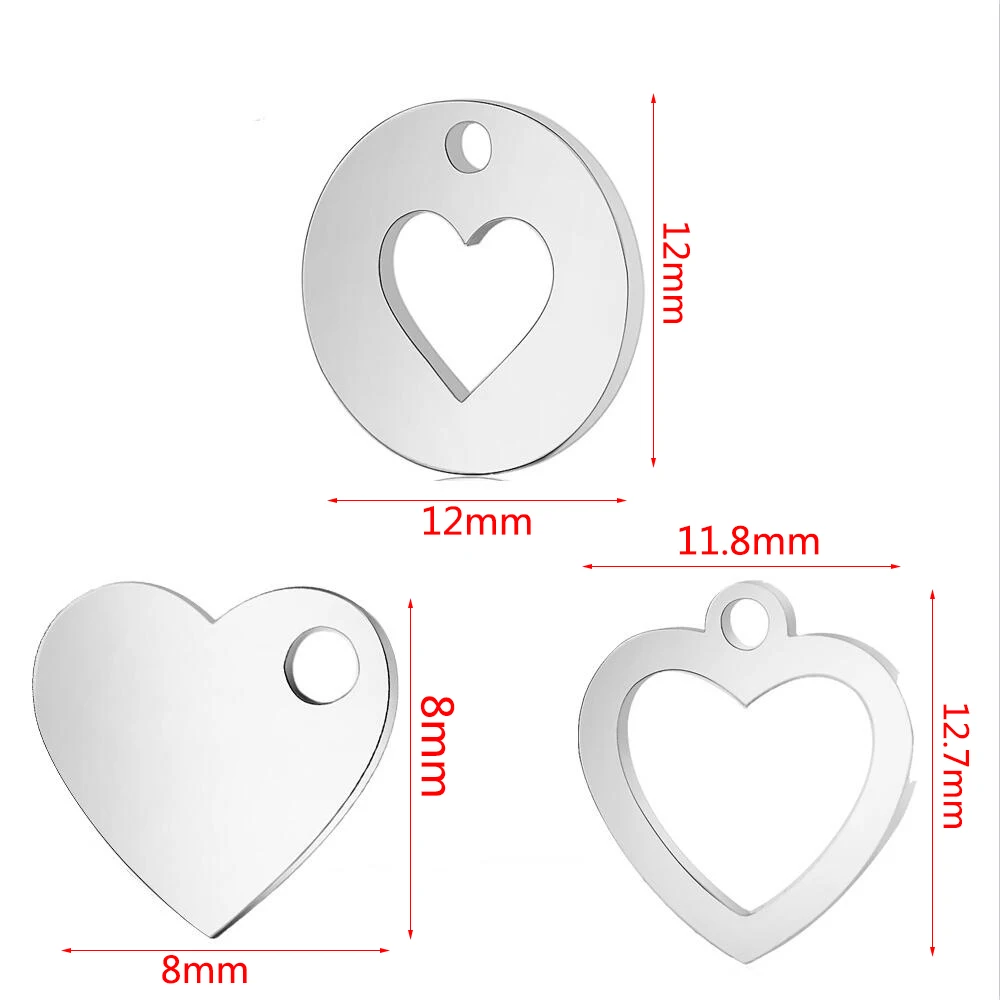 5pcs Gol Dragoste Inima din Oțel Inoxidabil Farmece Pandantive pentru Colier DIY Bijuterii a Face Constatări Accesorii Brățări 1