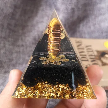 6CM Galben Ochi de Tigru Coloana de Cristal Înfășurat Sârmă de Cupru Piramida Joasa Energie Orgonica Ornament