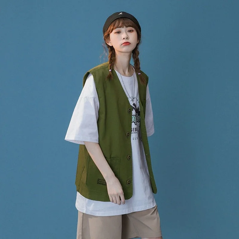 Solid Veste Femei Largi Retro Unisex Stil Japonez Streetwear Rece la Cald Vânzare Toate-meci V-neck Casual Uza Noi de zi cu Zi de Primăvară 1