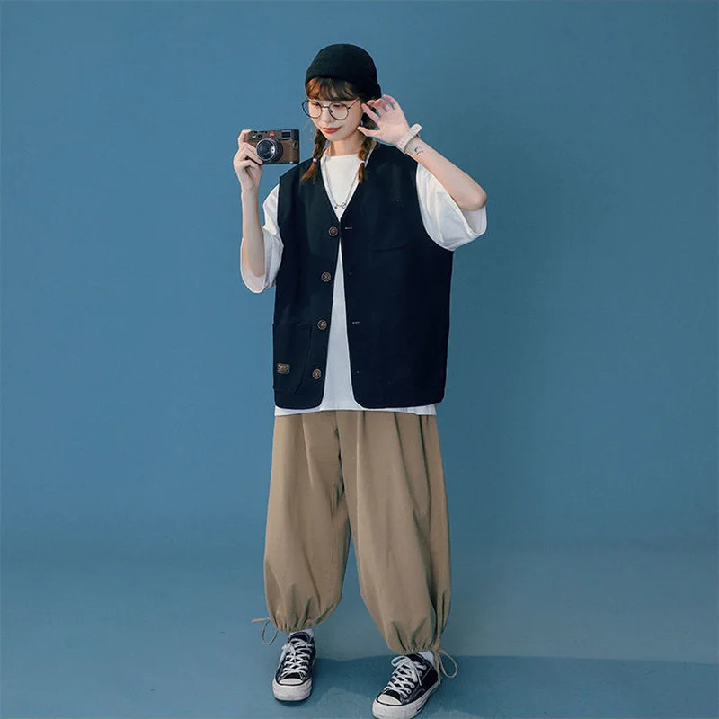 Solid Veste Femei Largi Retro Unisex Stil Japonez Streetwear Rece la Cald Vânzare Toate-meci V-neck Casual Uza Noi de zi cu Zi de Primăvară 5