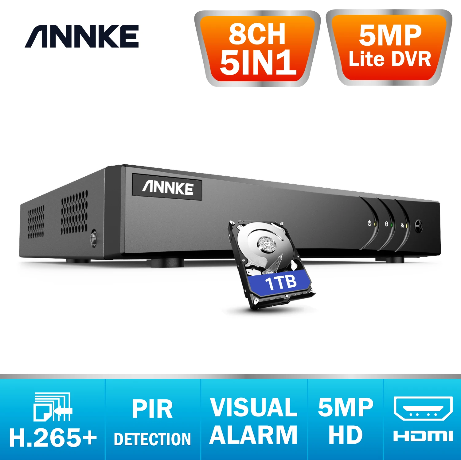 ANNKE 8CH 3MP 5in1 HD TVI CVI, AHD de Securitate IP Recorder DVR H. 265 Digital Video Recorder Cu Detectare a Mișcării Inteligente de Redare