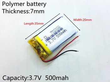 702035 polimer baterie cu litiu 3.7 V 500MAH 072035