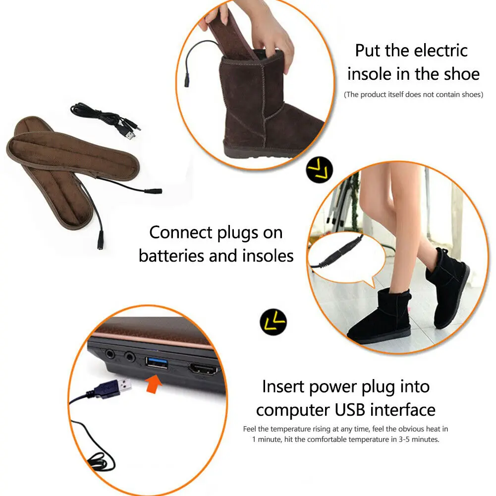USB Încălzit Tălpi de Pantofi Picior Electrice de Încălzire Pad Picioarele Calde Ciorap Pad Mat de Iarnă Sport în aer liber, Încălzire Tălpi interioare de Iarnă Caldă 5