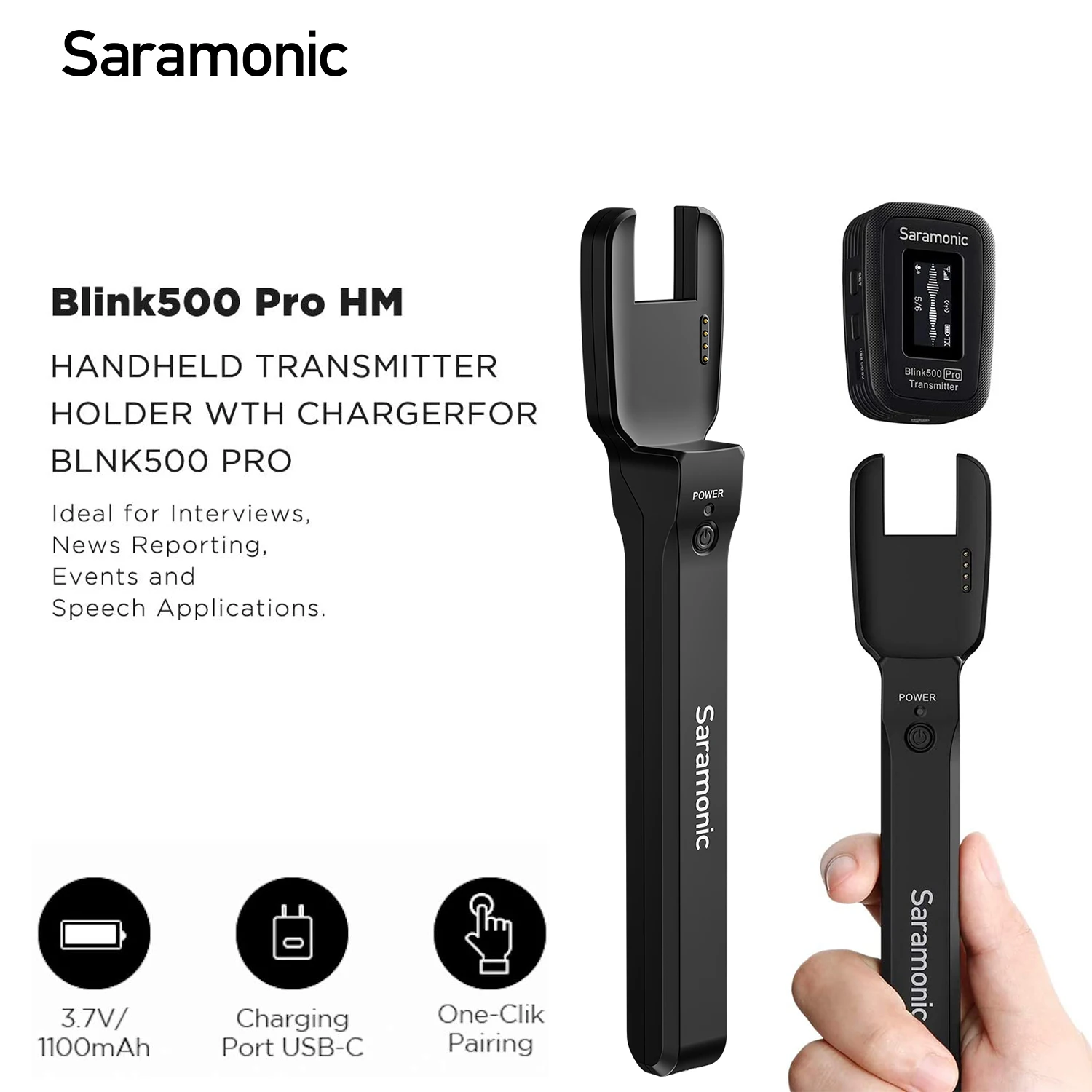 Saramonic Blink500 Pro HM Microfon Handheld Suport pentru Blink500 Pro TX Transmițător ENG/EFP Interviu Raportul/Cererea de Vorbire 0