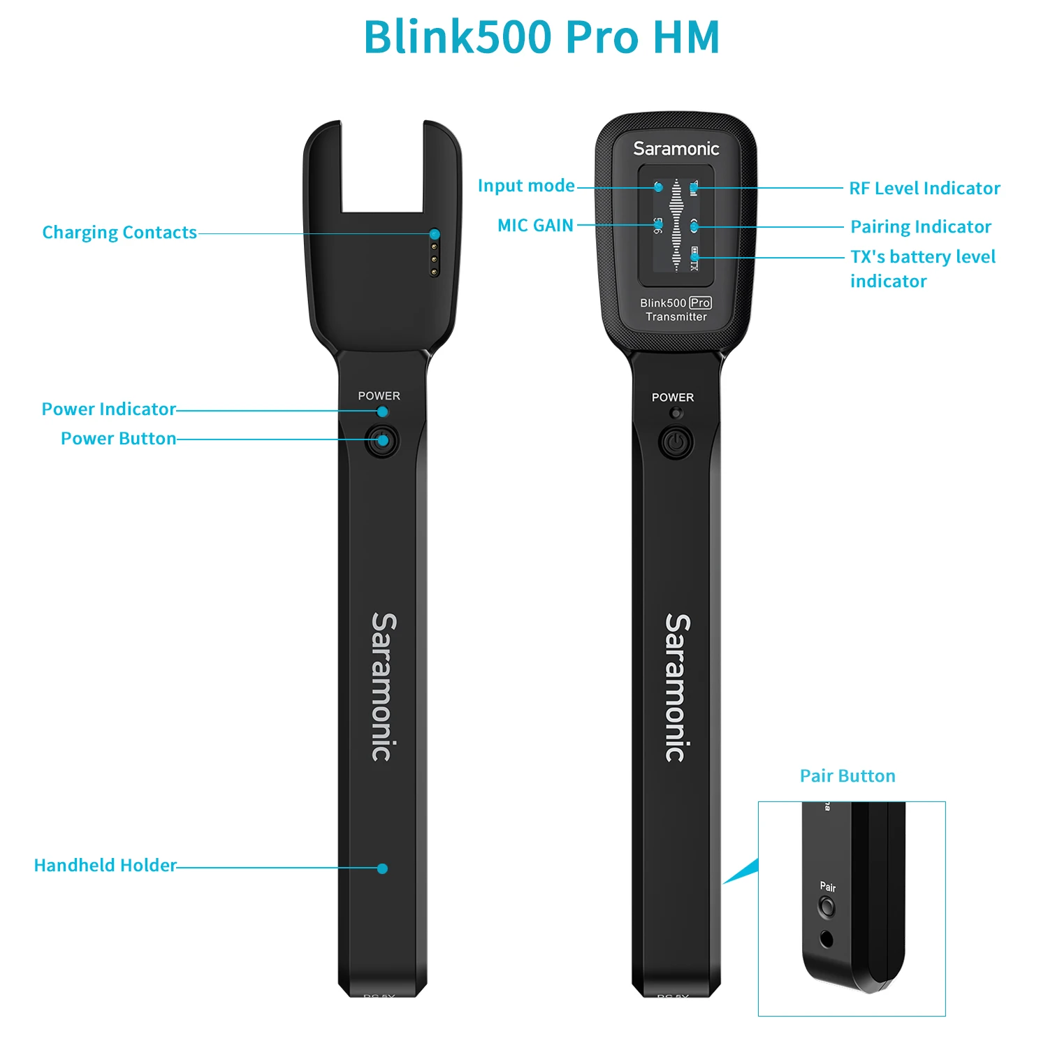 Saramonic Blink500 Pro HM Microfon Handheld Suport pentru Blink500 Pro TX Transmițător ENG/EFP Interviu Raportul/Cererea de Vorbire 4