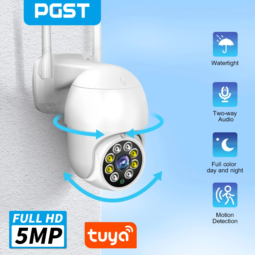 PGST de Securitate Tuya Camere WiFi în aer liber HD Pline de Culoare Viziune de Noapte rezistent la apa Camera de Supraveghere Wireless cu Monitor Copil