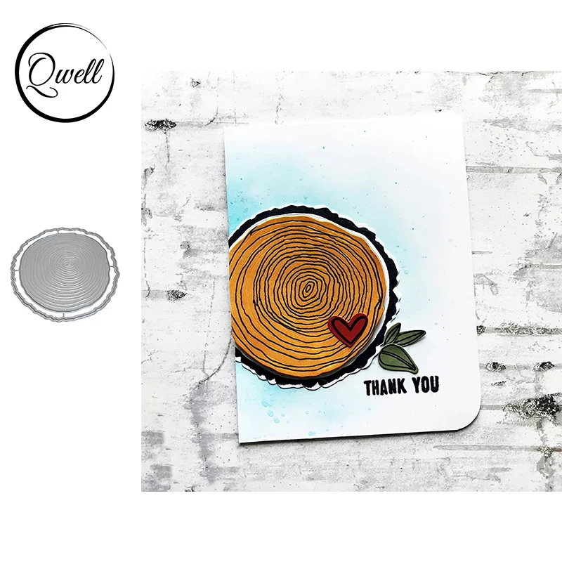 QWELL 72.2*75.4 mm Rotund Ciot de Copac de Metal de Tăiere Moare DIY Scrapbooking Album Ambarcațiunile de Carduri de a Face Șablon 2020 Nou