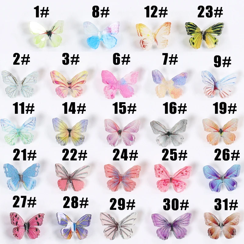 30PCS 3D Colorat Fluture Farmec 18 Modele pentru a Alege de Nail Art Pietricele Decor Pixie Ornamente DIY Sfaturi Manichiura