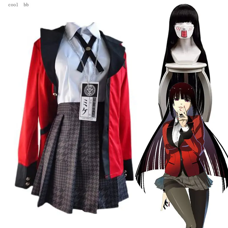Anime Kakegurui Jabami Yumeko de Cosplay, Costume, Costume de Halloween pentru Femei Vestido Rochie de Joc de Rol Uniformă Potrivi Peruca Îmbrăcăminte