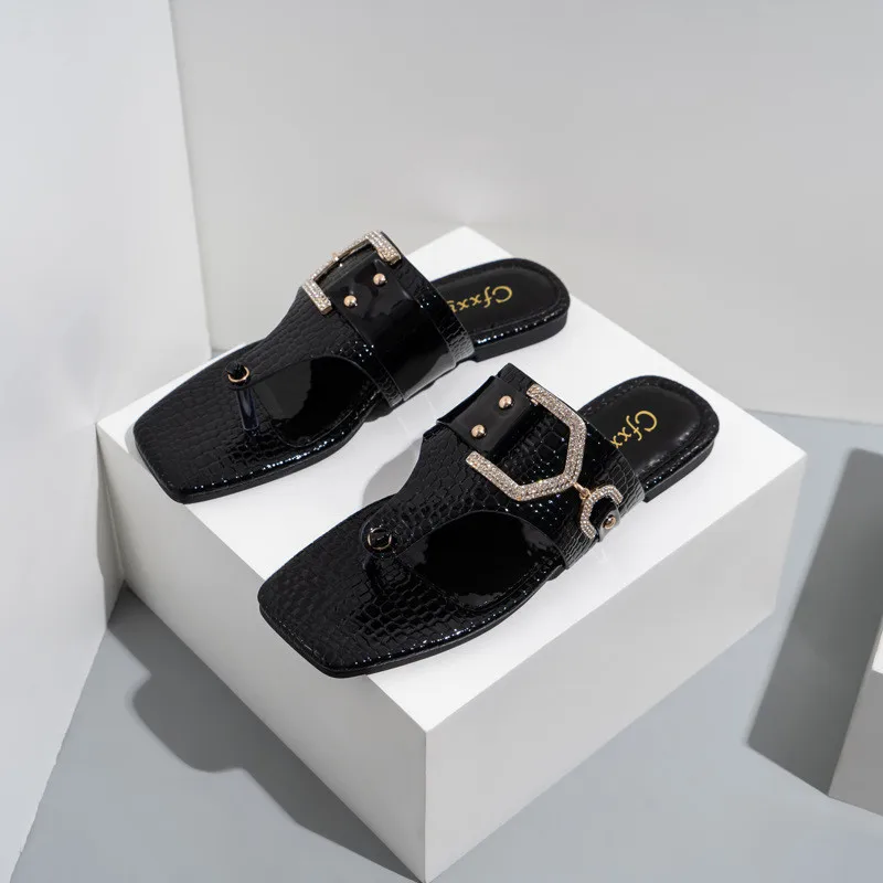 2022 Piatră Model Flip Flops Plat cu toc Sandale pentru Femei, Slide-uri de Moda Pietre Catarama Plat, Papuci de casă Lady Pantofi Casual 0