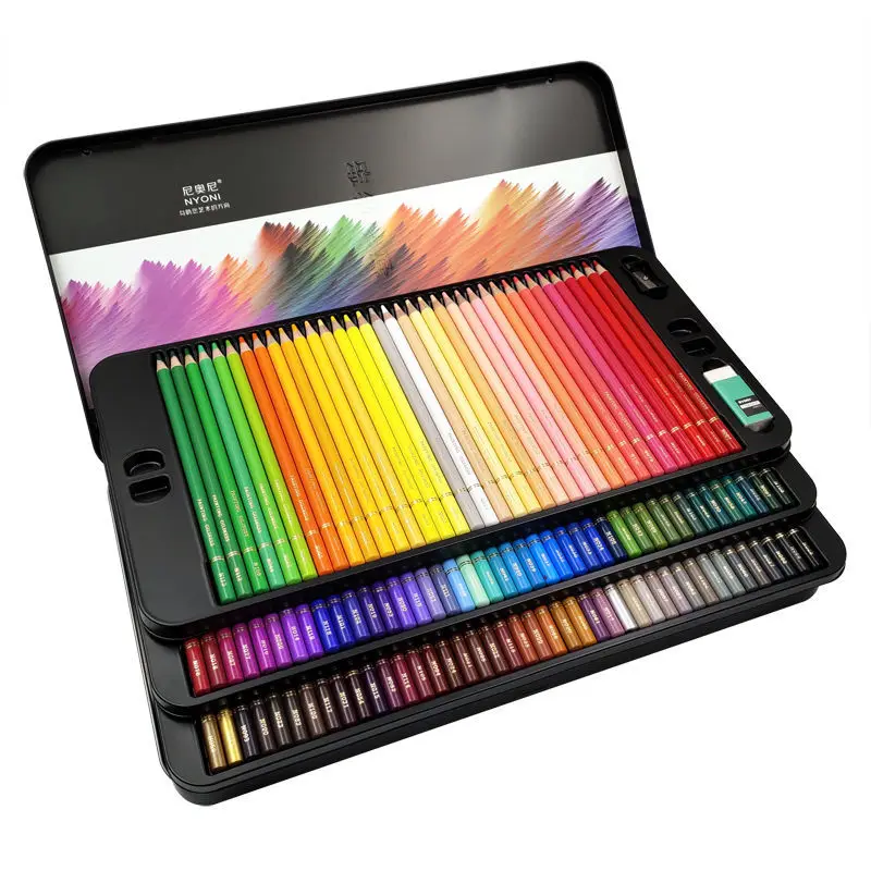 Nyoni 24/36/48/72/120Colors Gras de Culoare Creion Schiță Creioane Colorate Set Fier Cutie Pentru Artist Desen Școală de Artă 3