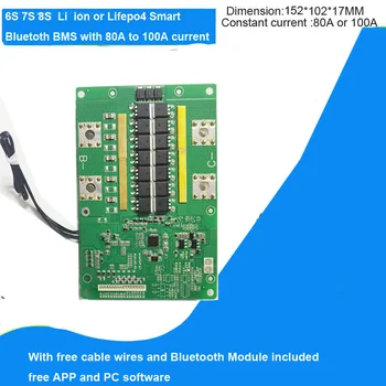 7S 24V 8S Lifepo4 Inteligent Bluetooth BMS cu 80A la 100A curent Constant UART comunicare PCB bord 29.4 V 29.2 V 2