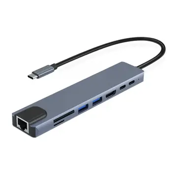8-în-1 de Tip C de Rețea Port USB-C La HDMI-Cablu Compatibil 4K 30Hz Proiecție Docking Station Pentru HP Dell XPS Lenovo Asus Ma M1Y6