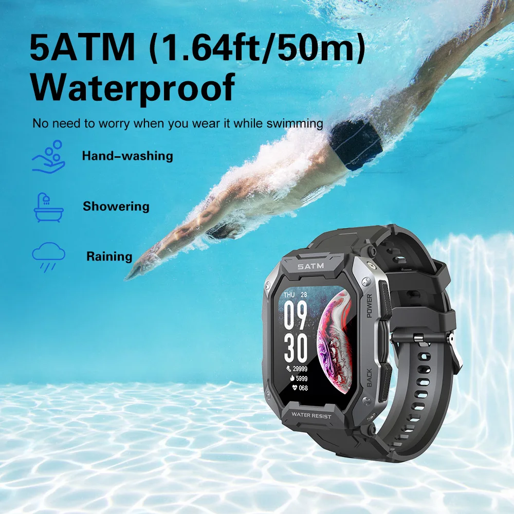 În aer liber trei apărare ceas inteligent modul sport înot puternic rezistent la apa pe deplin compatibil smart watch pentru barbati fata de 1.71 inch 5