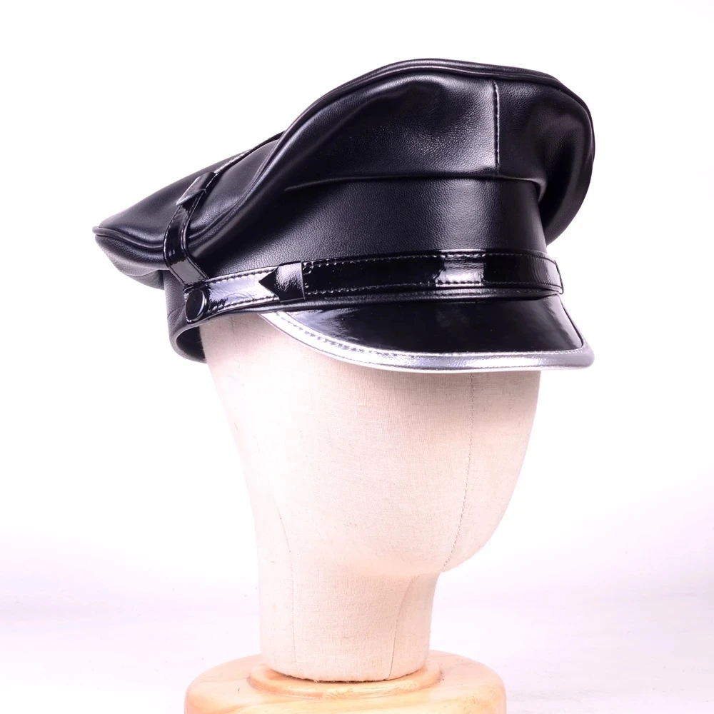 De Lux De Iarna Din Piele Pălărie Bărbați Germania Ofițer Vizor Capac Locomotiva Retro Militare Germane Pălărie Corticale Casquette 3