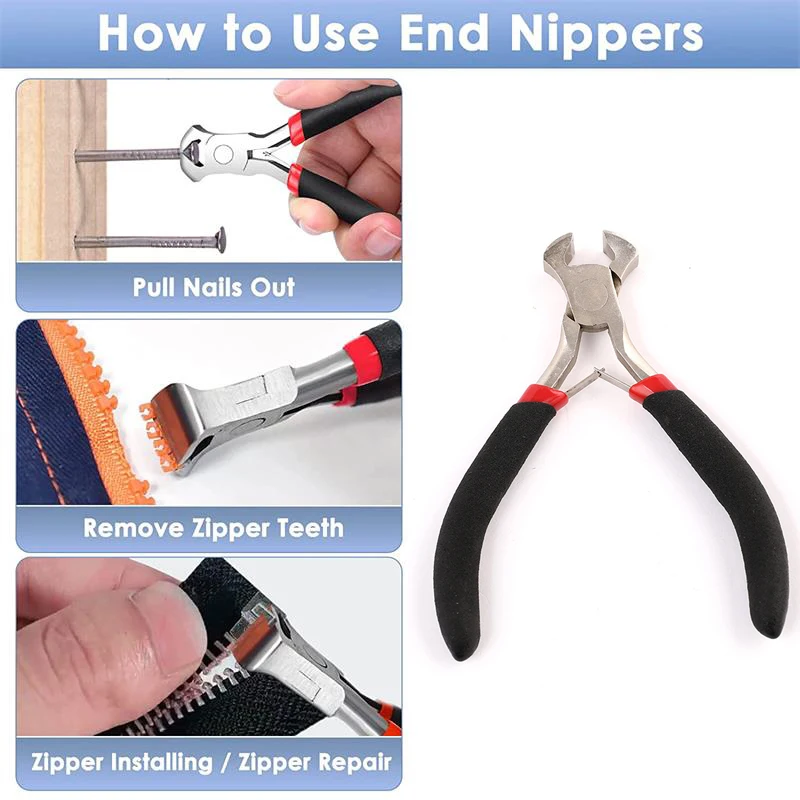 4.5 Inch End Nipper Clește Lung Flat Nose Plier Instrument pentru Fermoar Reparații Nail Puller Tăiere cu Sârmă, Tăiați Fitilul Lumânării Capsator Remover 5