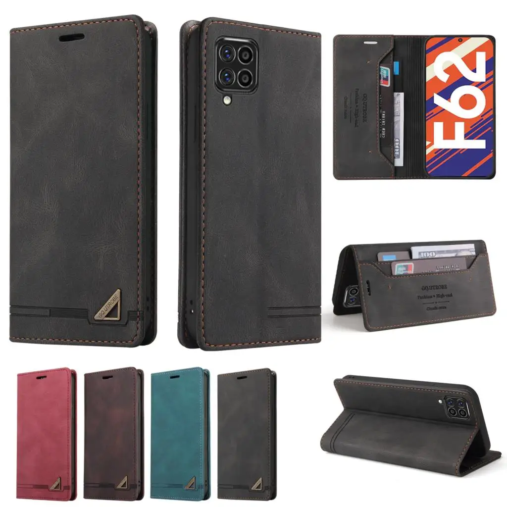 Anti-furt perie Caz Flip Pentru Samsung Galaxy F62 M62 F M 62 Card Solts Portofel Magnetic Carte de Telefon din Piele Geanta de Lux Acoperi