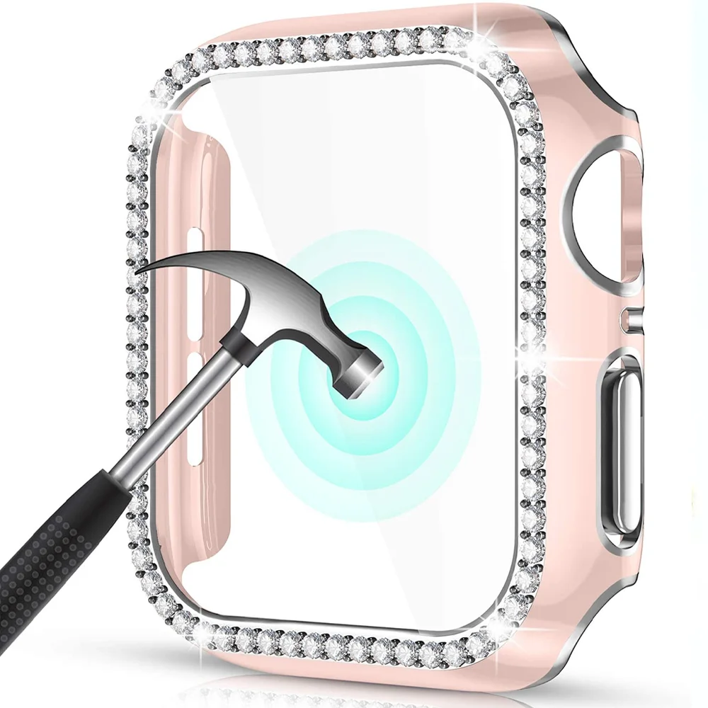 Sticla+capac Pentru apple watch caz 44mm 40mm 42mm 38mm bara de protecție Ecran Protector Apple watch band serie SE 6 5 4 3 accesorii