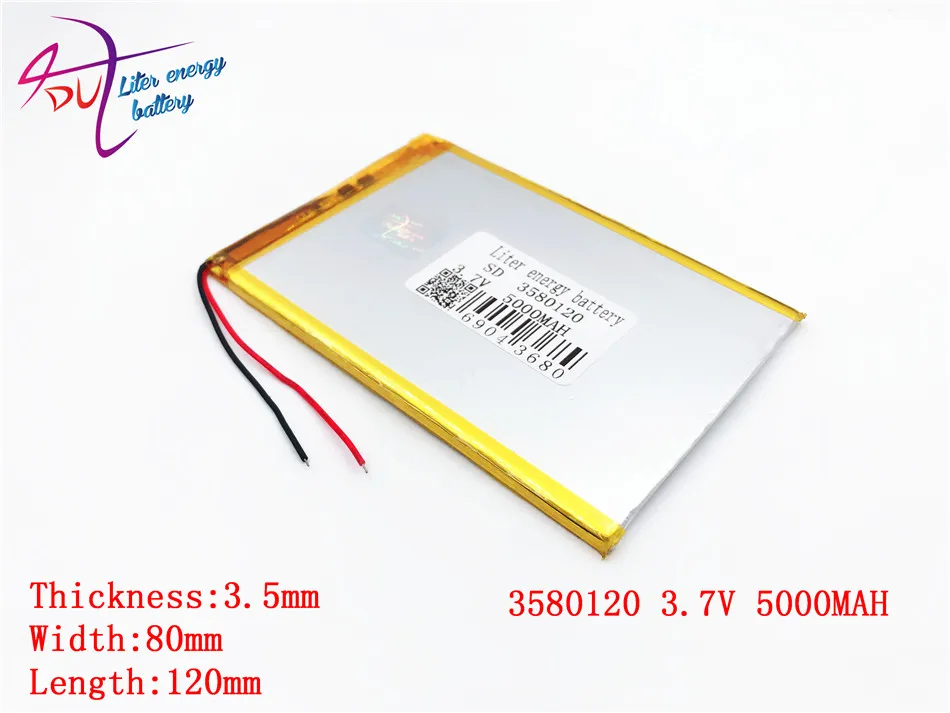 Litru de energie a bateriei 1buc/lot 3580120 3.7 V 5000MAH Li-ion baterie pentru tableta pc de 7 inch, 8 inch 9inch Bateriei Tabletei interior