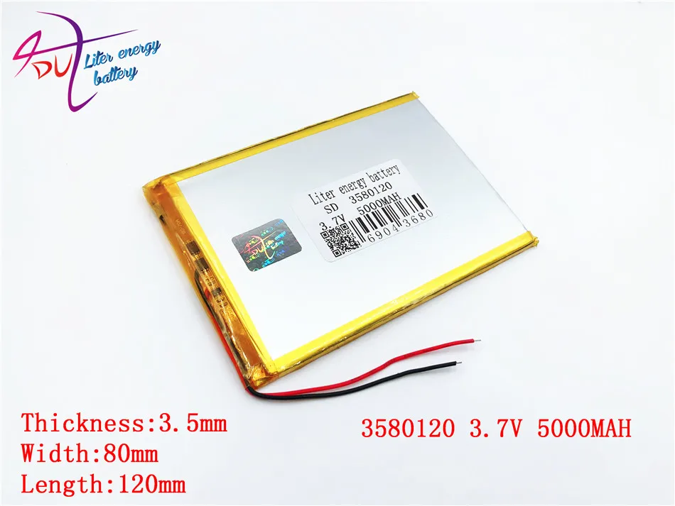 Litru de energie a bateriei 1buc/lot 3580120 3.7 V 5000MAH Li-ion baterie pentru tableta pc de 7 inch, 8 inch 9inch Bateriei Tabletei interior 1