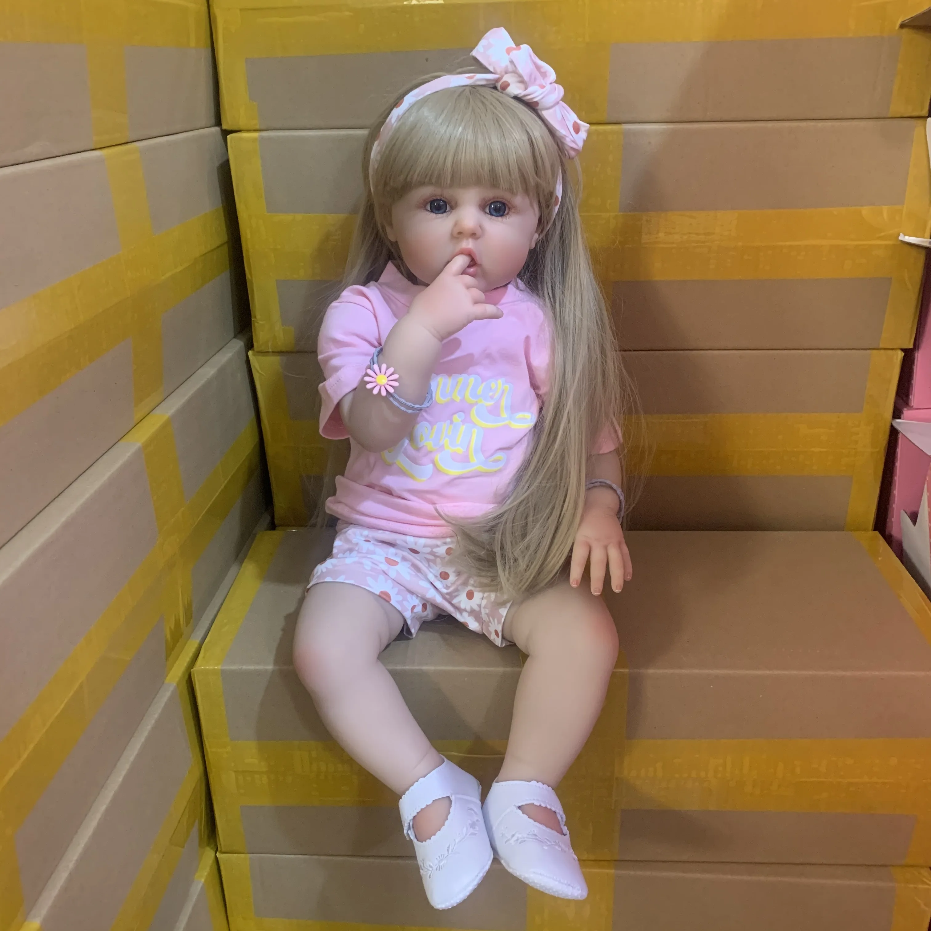 Silicon Renăscut Copilul 60cm Păpușă Jucărie Pentru Fete Realiste Vinil Printesa Copil Cu Pânză de Corp Bebe Cadou de Ziua mea Rochie de Până Boneca